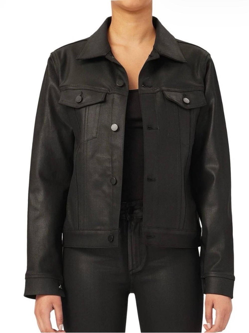 DL1961 Women's Vika Denim Jacket, Black Coated, Small